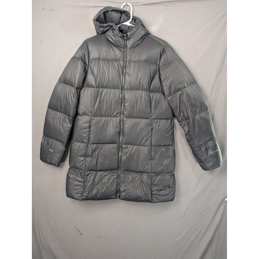 Eddie Bauer Womens EB550 Gray Down Puffer Parka Jacket Size Large